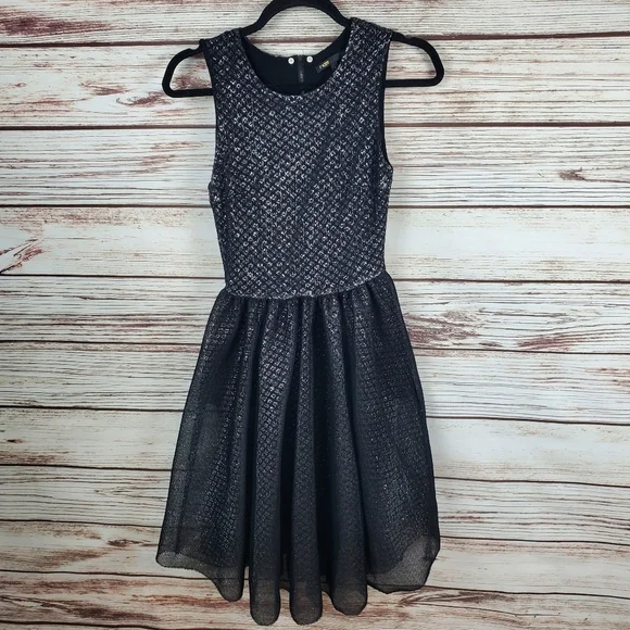 Maje Womens Size 1 Small Rider Argent Black Metallic Fit & Flare Mini Dress - Picture 4 of 11